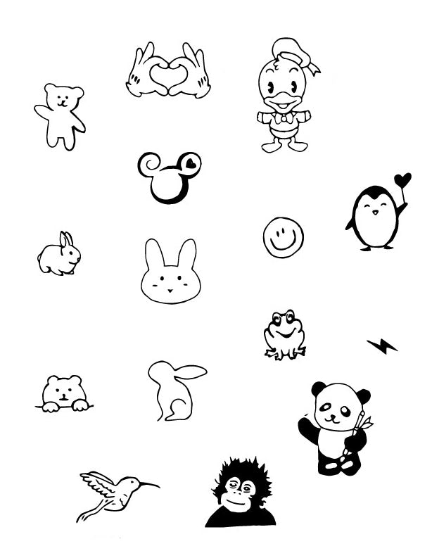 Cute Cartoon Characters Henna Tattoo Set