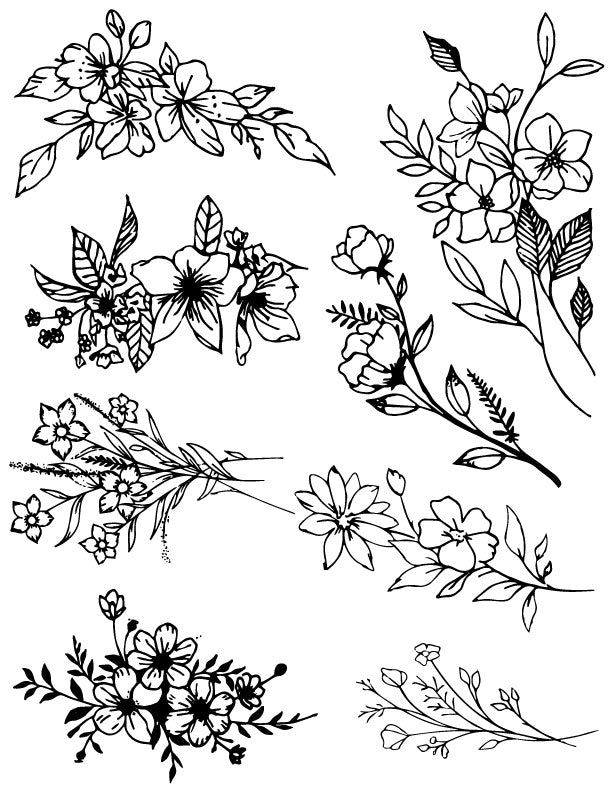 Floral Bouquet Design A - Henna Tattoo Set