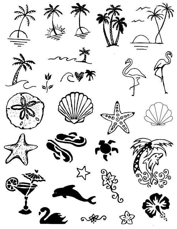 Ocean Beach Nautical Sea Life Henna Tattoo Set