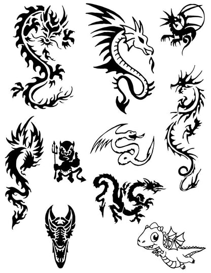 Dragons Tribal Henna Tattoo Set