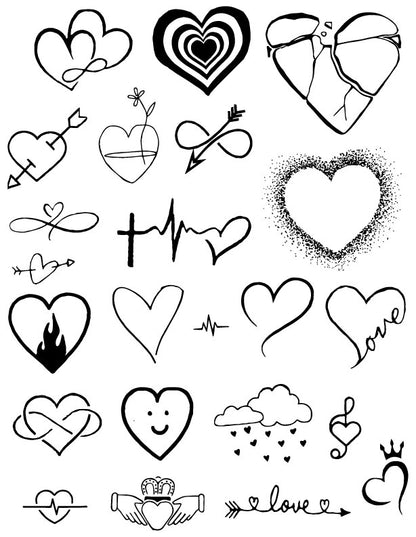 Assorted Hearts Designs A -  Henna Tattoo Set