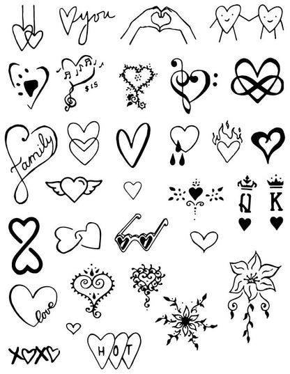 Assorted Hearts Designs B - Henna Tattoo Set