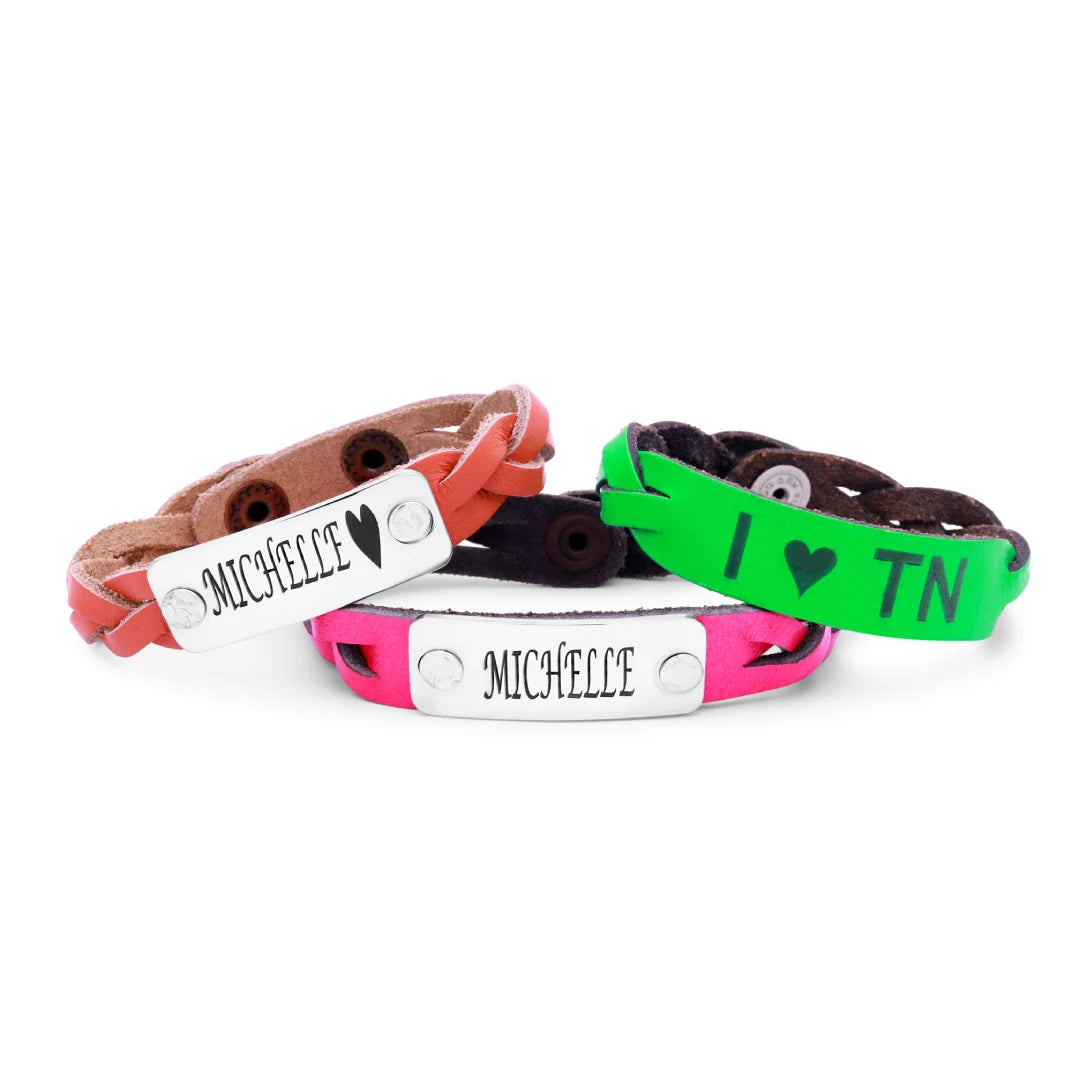 Engravable Leather Woven Bracelets