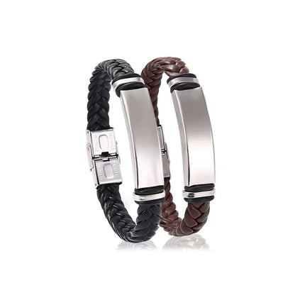 Engravable Leather Braided Bracelets