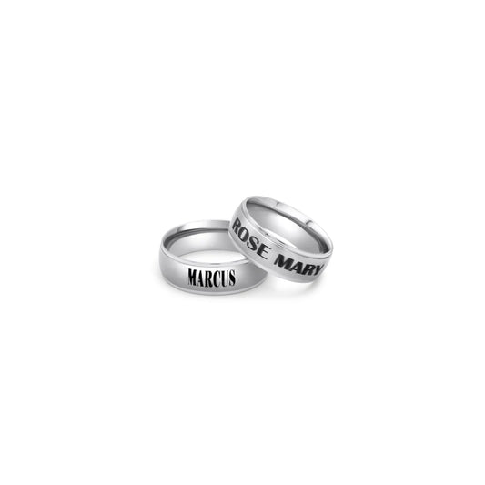 Engravable Beveled Stainless Steel Rings