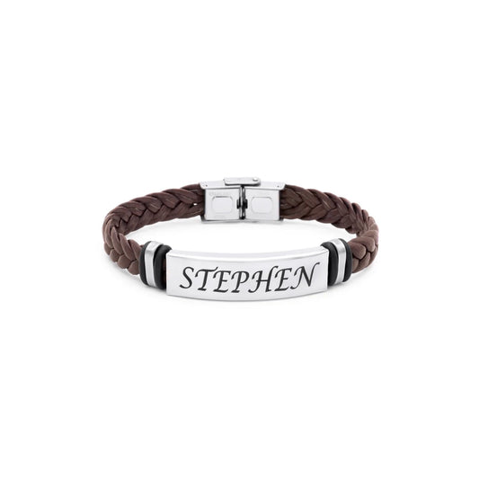 Engravable Leather Braided Bracelets