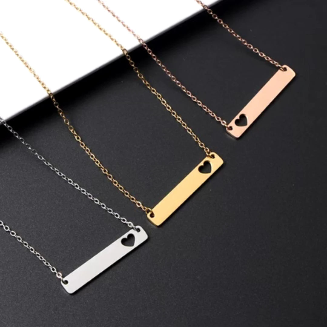 Heart Cut Out Bar Necklace