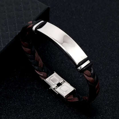 Engravable Leather Braided Bracelets