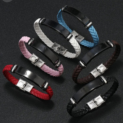 Engravable Leather Braided Bracelets