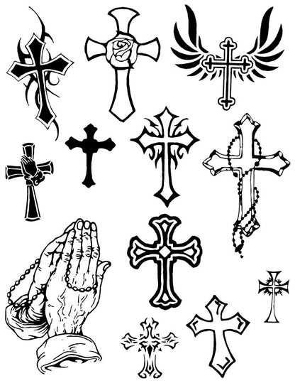 Religious Cross Designs Henna Tattoo Set