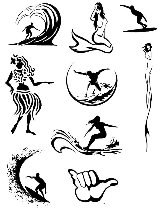 Surfers & Mermaids Henna Tattoo Set