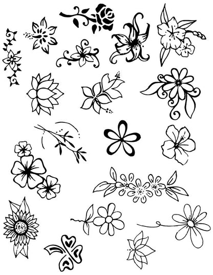 Tropical Flowers Henna Tattoo Set