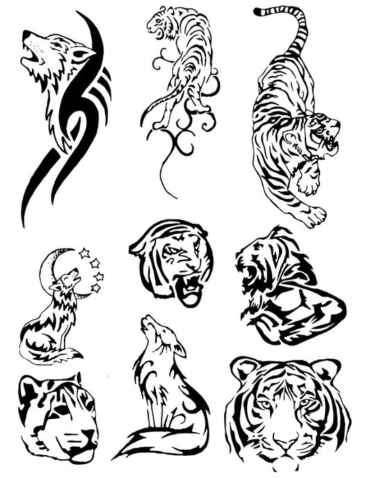 Tiger & Wolves Henna Tattoo Set