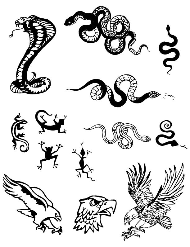 Wild Life Snakes & Eagles Henna Tattoo Set