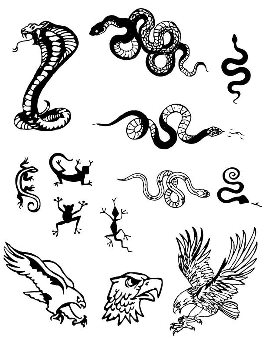 Wild Life Snakes & Eagles Henna Tattoo Set