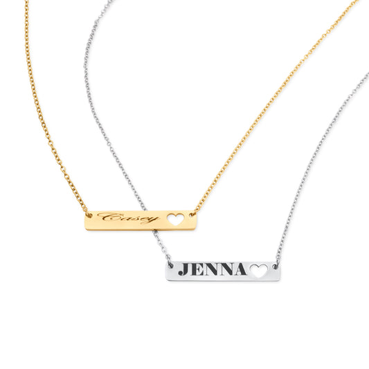 Heart Cut Out Bar Necklace